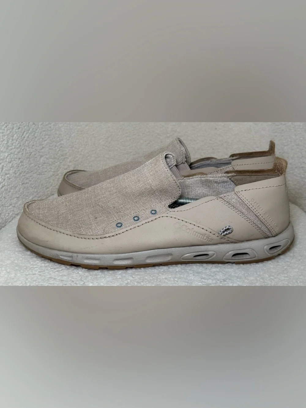 Columbia PFG Slip-On Loafers Men’s Beige Omni-Grip Boat‎ Shoes Comfort Casual 13